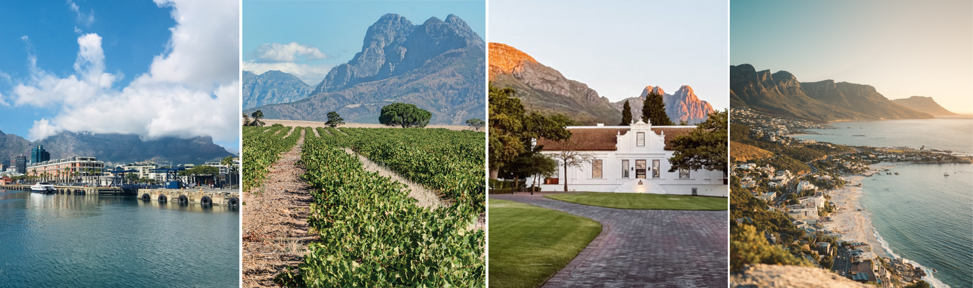 Vier Impressionen von der Weinregion Kapstadts